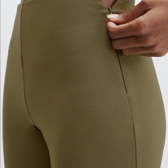 PONTE SKINNY ZIP-SLIP PANT GREEN FOREST SHORT S/6 NWT - Picture 3 of 5